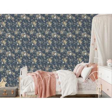 Papel pintado rosas de jardín azul - ROVENA 04 | MURAKE - 836831