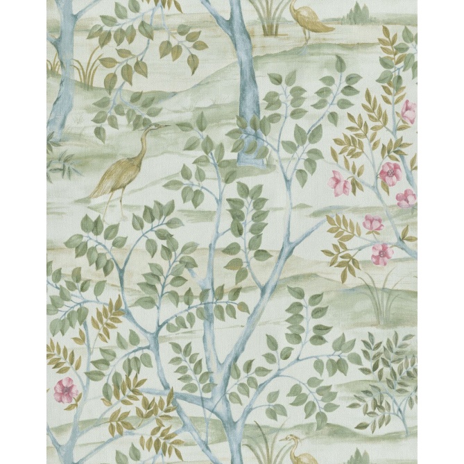 Papel pintado paisaje con aves verde - ALVEDA 03 | MURAKE - 836834