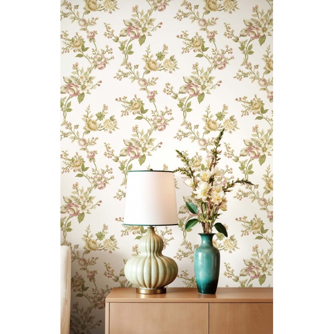 Papel pintado pequeños ramos beige - FLORENA 01 | MURAKE - 836838