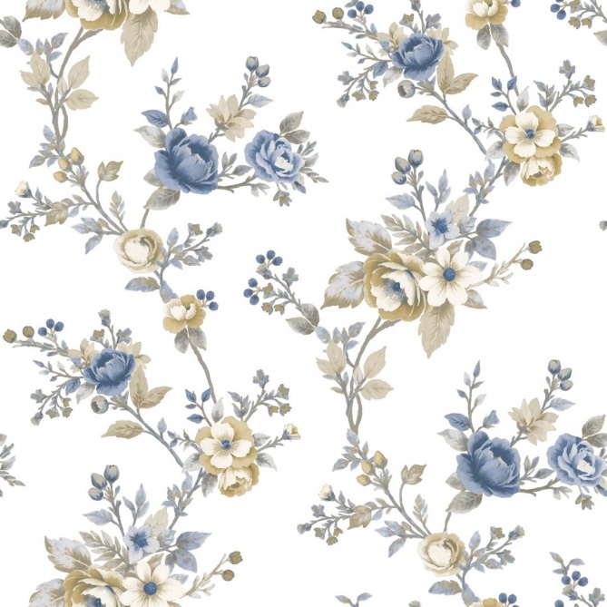 Papel pintado pequeños ramos azul - FLORENA 03 | MURAKE - 836840