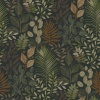 Papel pintado hojas y helechos negro y verde - ELUNIA 04 | MURAKE - 203214