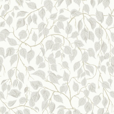 Papel pintado hojas de abedul gris y blanco - BIRVENA 01 | MURAKE - 203216