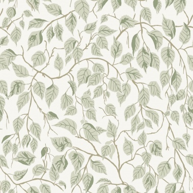 Papel pintado hojas de abedul verde claro - BIRVENA 02 | MURAKE - 203217