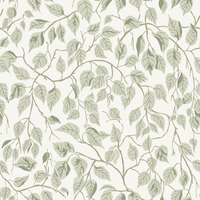 Papel pintado hojas de abedul verde claro - BIRVENA 02 | MURAKE - 203217