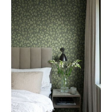 Papel pintado hojas de abedul verde oscuro - BIRVENA 03 | MURAKE - 203218
