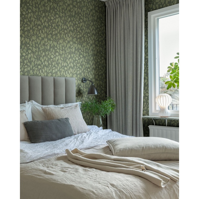Papel pintado hojas de abedul verde oscuro - BIRVENA 03 | MURAKE - 203218