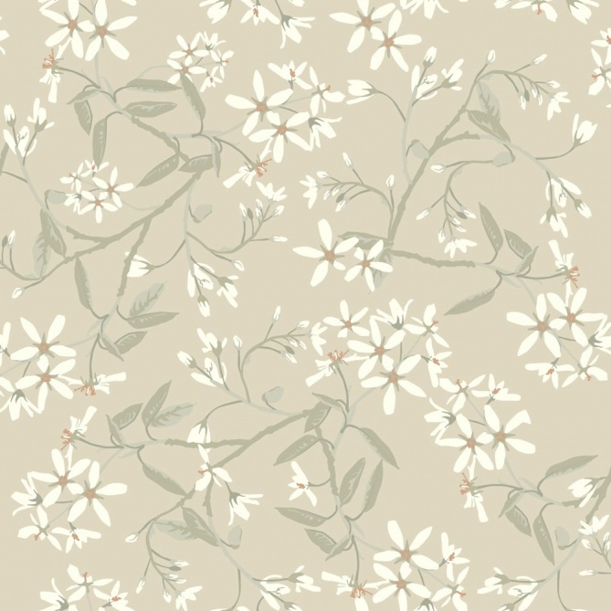 Papel pintado ramas florales greige - FLORIEL 03 | MURAKE - 203222