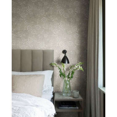 Papel pintado ramas florales gris cálido - FLORIEL 04 | MURAKE - 203223