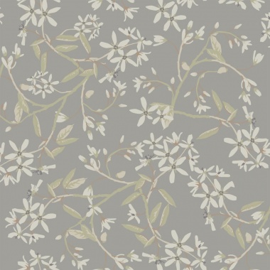 Papel pintado ramas florales gris violáceo - FLORIEL 05 | MURAKE - 203224