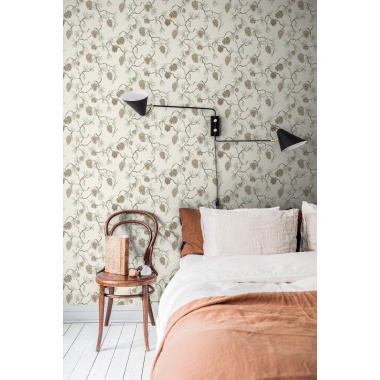 Papel pintado pino y piñas beige y blanco roto - PINARA 01 | MURAKE - 203225