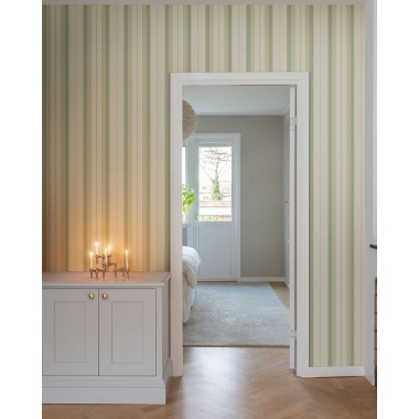 Papel pintado rayas clásicas verde claro y rosa - RAVENA 01 | MURAKE - 203227