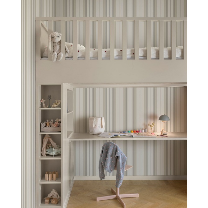 Papel pintado rayas clásicas beige y gris - RAVENA 02 | MURAKE - 203228
