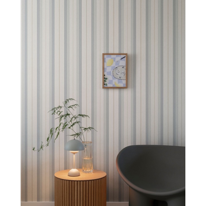 Papel pintado rayas clásicas azul grisáceo - RAVENA 03 | MURAKE - 203229