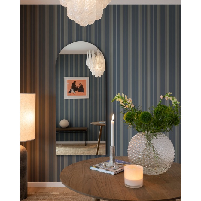 Papel pintado rayas clásicas azul oscuro - RAVENA 04 | MURAKE - 203230