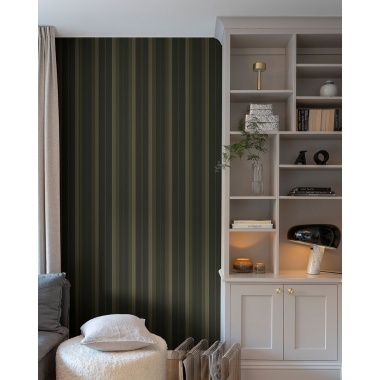 Papel pintado rayas clásicas negro y verde - RAVENA 06 | MURAKE - 203232