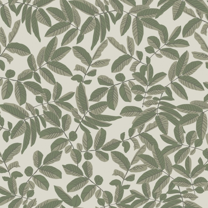 Papel pintado hojas verde grisáceo - FOLVIA 02 | MURAKE - 203234