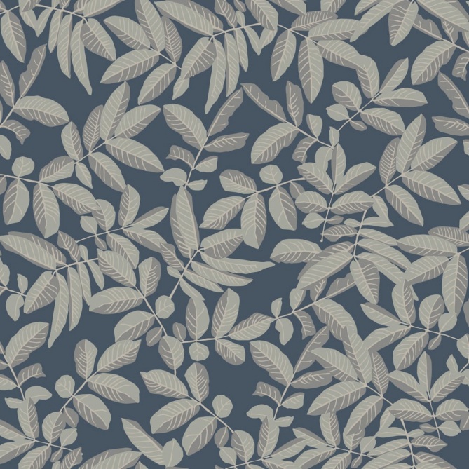 Papel pintado hojas azul oscuro - FOLVIA 04 | MURAKE - 203236