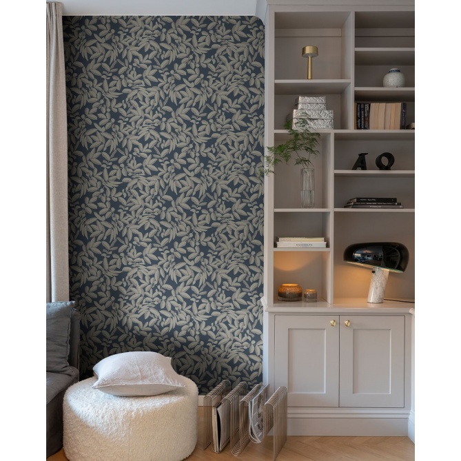 Papel pintado hojas azul oscuro - FOLVIA 04 | MURAKE - 203236