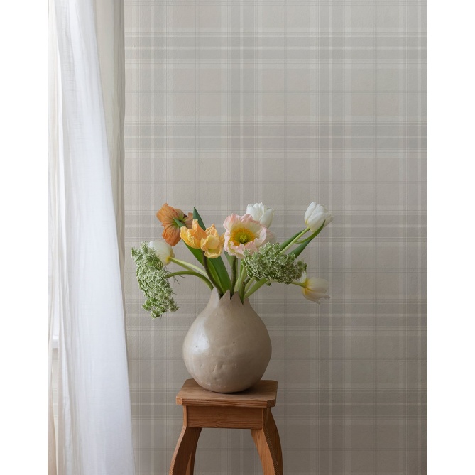 Papel pintado cuadros escoceses beige claro - TARDEN 03 | MURAKE - 203244