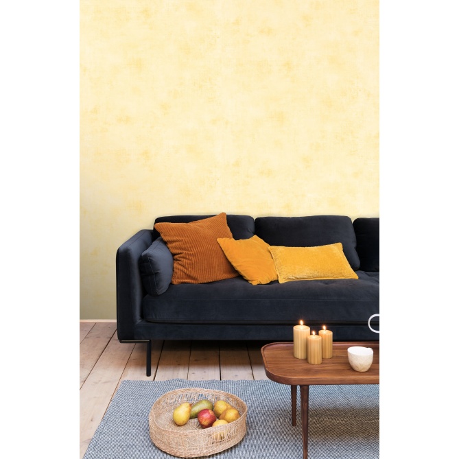 Papel pintado efecto textil amarillo mantequilla - TRAMIA 12 | MURAKE - 880414