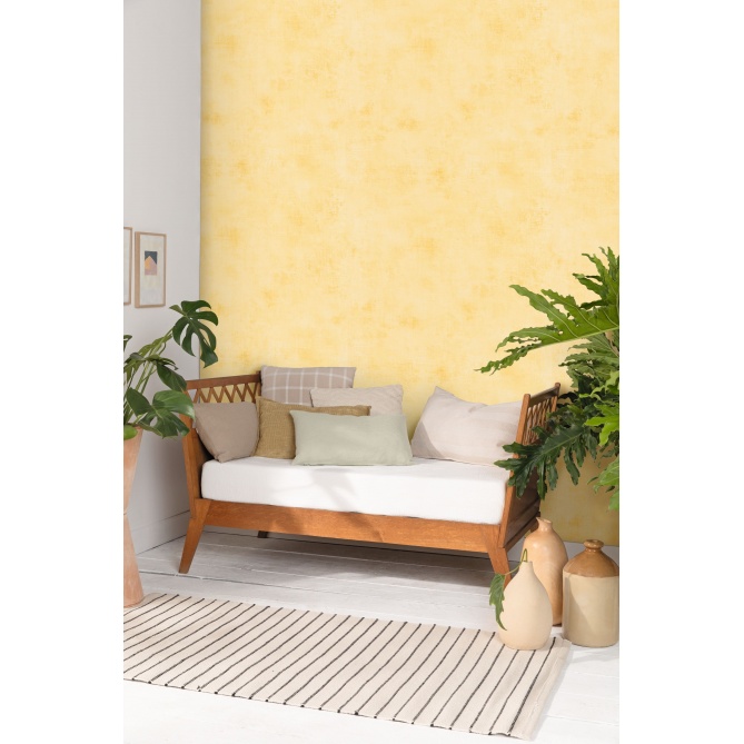 Papel pintado efecto textil amarillo mantequilla - TRAMIA 12 | MURAKE - 880414