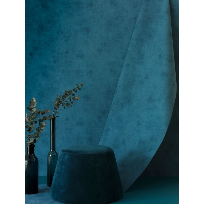 Papel pintado efecto textil azul pavo real - TRAMIA 36 | MURAKE - 880438
