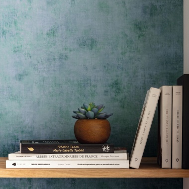 Papel pintado efecto textil verde - TRAMIA 40 | MURAKE - 880442
