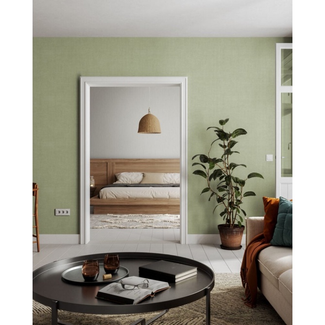 Papel pintado verde claro efecto yute - JUTARIA 09 | MURAKE - 203253