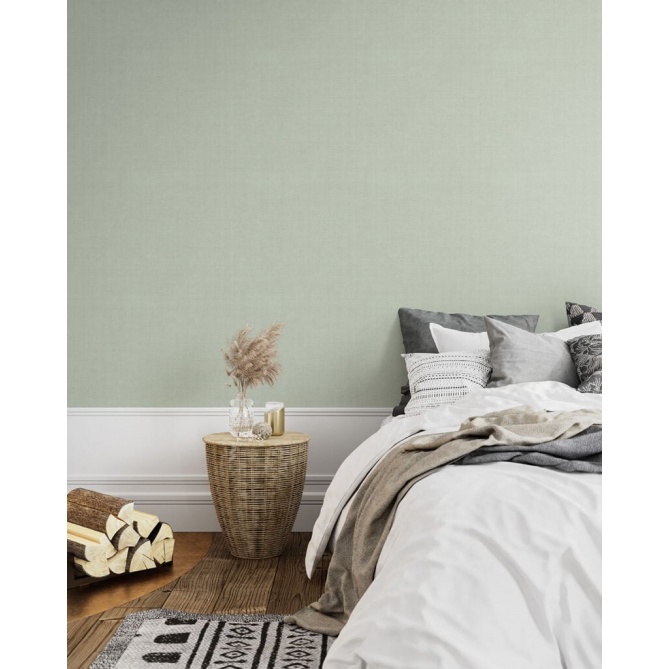 Papel pintado verde grisáceo efecto lino - JUTARIA 07 - 203251