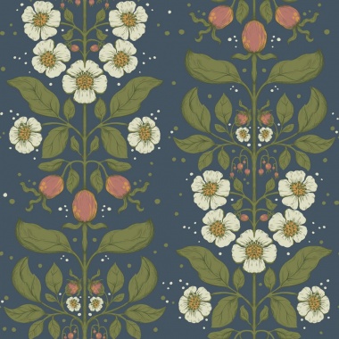 Papel pintado rosas silvestres azul oscuro - ROSANEA 05 | MURAKE - 203281