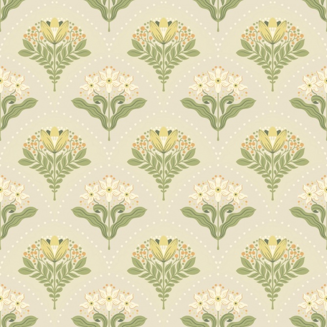 Papel pintado ramos florales beige claro - MAIVELA 01 | MURAKE - 203282
