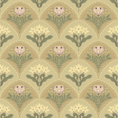 Papel pintado ramos florales beige tostado - MAIVELA 02 | MURAKE - 203283