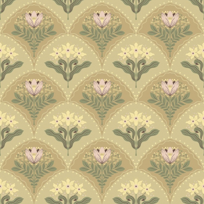 Papel pintado ramos florales beige tostado - MAIVELA 02 | MURAKE - 203283