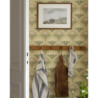 Papel pintado ramos florales beige tostado - MAIVELA 02 | MURAKE - 203283