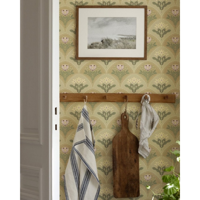 Papel pintado ramos florales beige tostado - MAIVELA 02 | MURAKE - 203283
