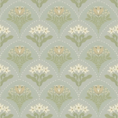 Papel pintado ramos florales azul claro|verde claro - MAIVELA 03 | MURAKE - 203284