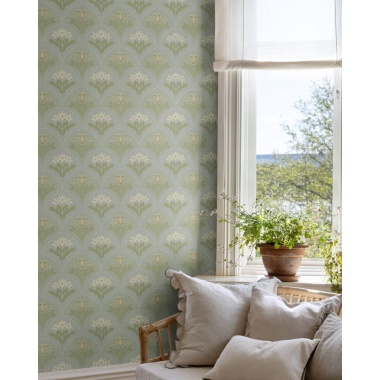 Papel pintado ramos florales azul claro|verde claro - MAIVELA 03 | MURAKE - 203284