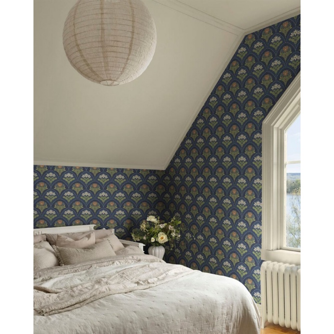 Papel pintado ramos florales azul oscuro - MAIVELA 05 | MURAKE - 203286