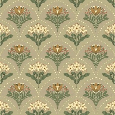 Papel pintado ramos florales beige verdoso - MAIVELA 04 | MURAKE - 203285