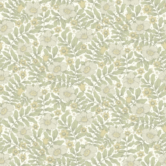Papel pintado flores silvestres blanco - PRADENA 01 | MURAKE - 203287