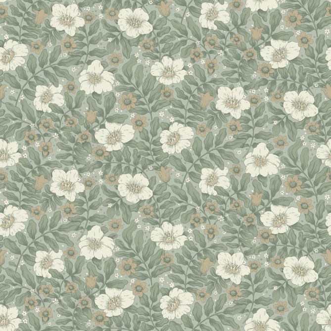 Papel pintado flores silvestres turquesa suave - PRADENA 02 | MURAKE - 203288