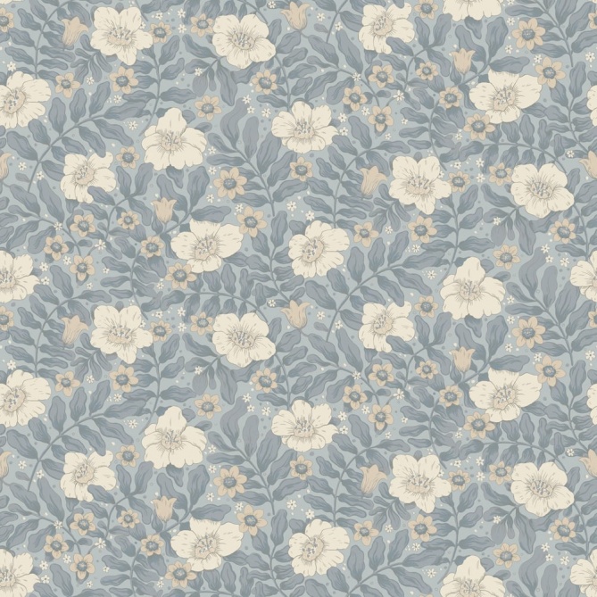 Papel pintado flores silvestres azul claro - PRADENA 05 | MURAKE - 203291
