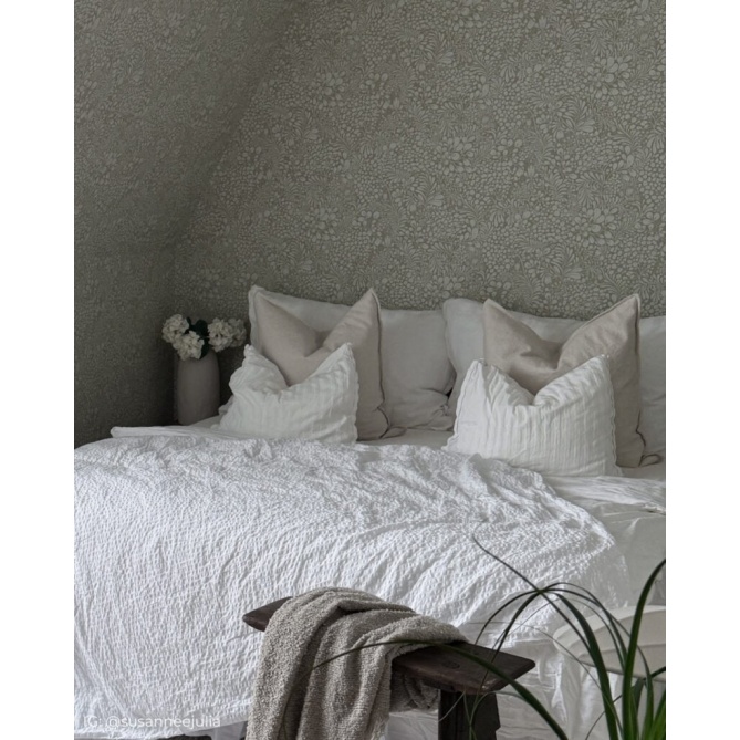 Papel pintado flores y hojas verde salvia - BRISENA 03 | MURAKE - 203261