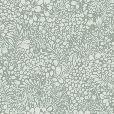 Papel pintado flores y hojas azul grisáceo - BRISENA 04 | MURAKE - 203262