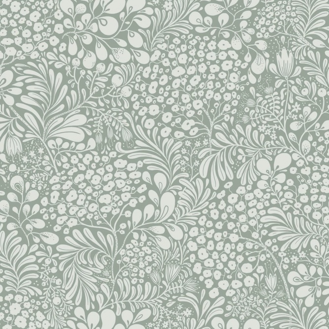 Papel pintado flores y hojas azul grisáceo - BRISENA 04 | MURAKE - 203262