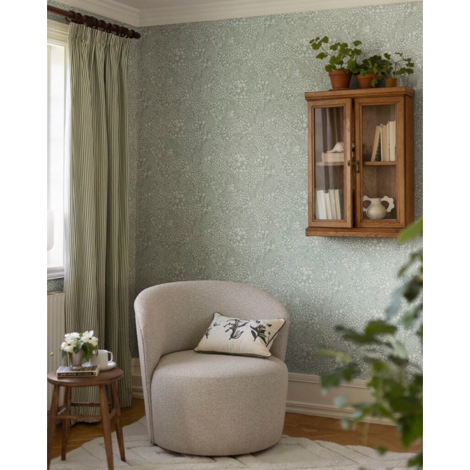 Papel pintado flores y hojas azul grisáceo - BRISENA 04 | MURAKE - 203262
