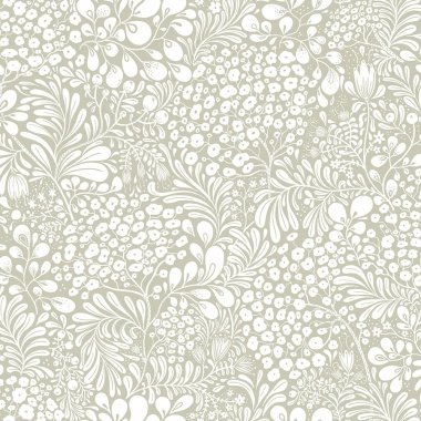 Papel pintado flores y hojas greige - BRISENA 11 | MURAKE - 203269