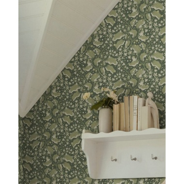 Papel pintado ramas de lilas verde oscuro - LILVENA 03 | MURAKE - 203294