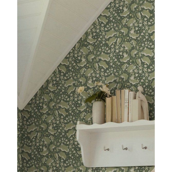 Papel pintado ramas de lilas verde oscuro - LILVENA 03 | MURAKE - 203294