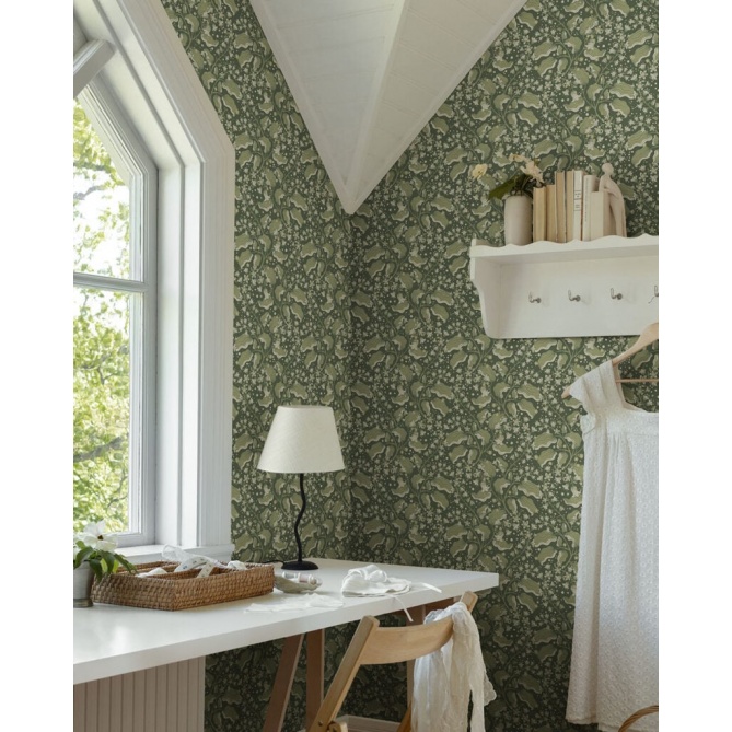 Papel pintado ramas de lilas verde oscuro - LILVENA 03 | MURAKE - 203294